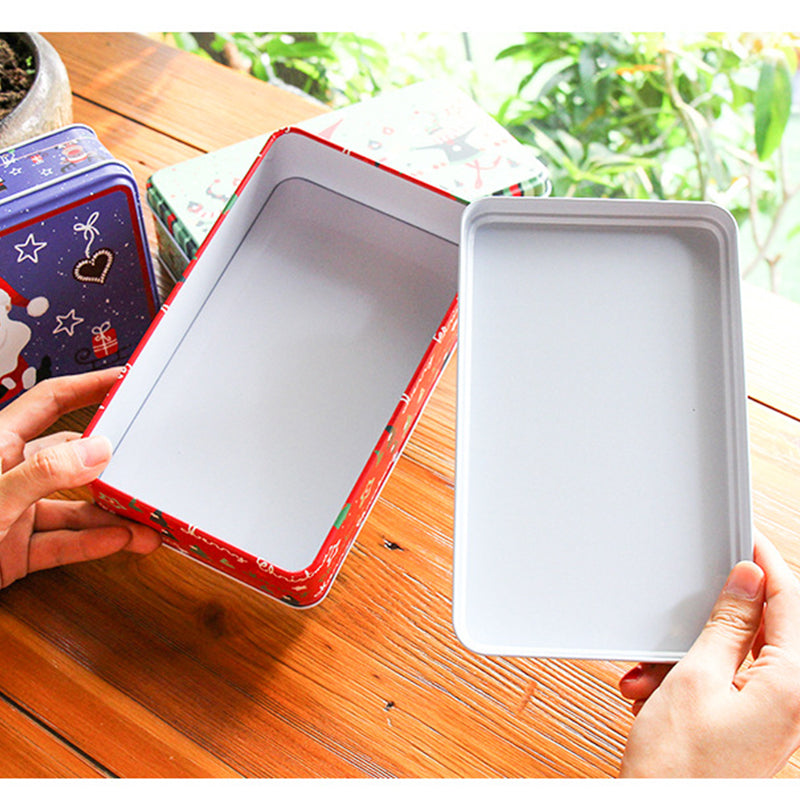 Rectangular Christmas Gift Boxes Candy Biscuit Tin