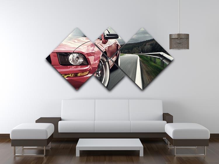 Red sport car 4 Square Multi Panel Canvas