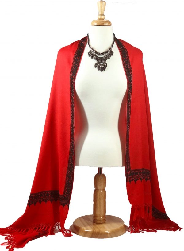 Ruby Red Embroidered Wrap