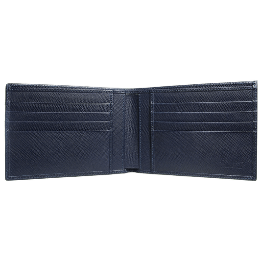 8 Credit Card Saffiano Billfold Navy Blue