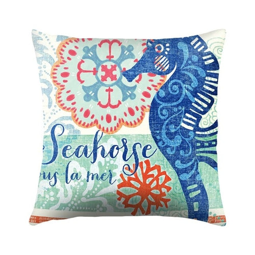 Sea Turtle Printed Cushion Cover Cotton Linen