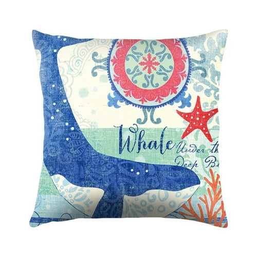 Sea Turtle Printed Cushion Cover Cotton Linen