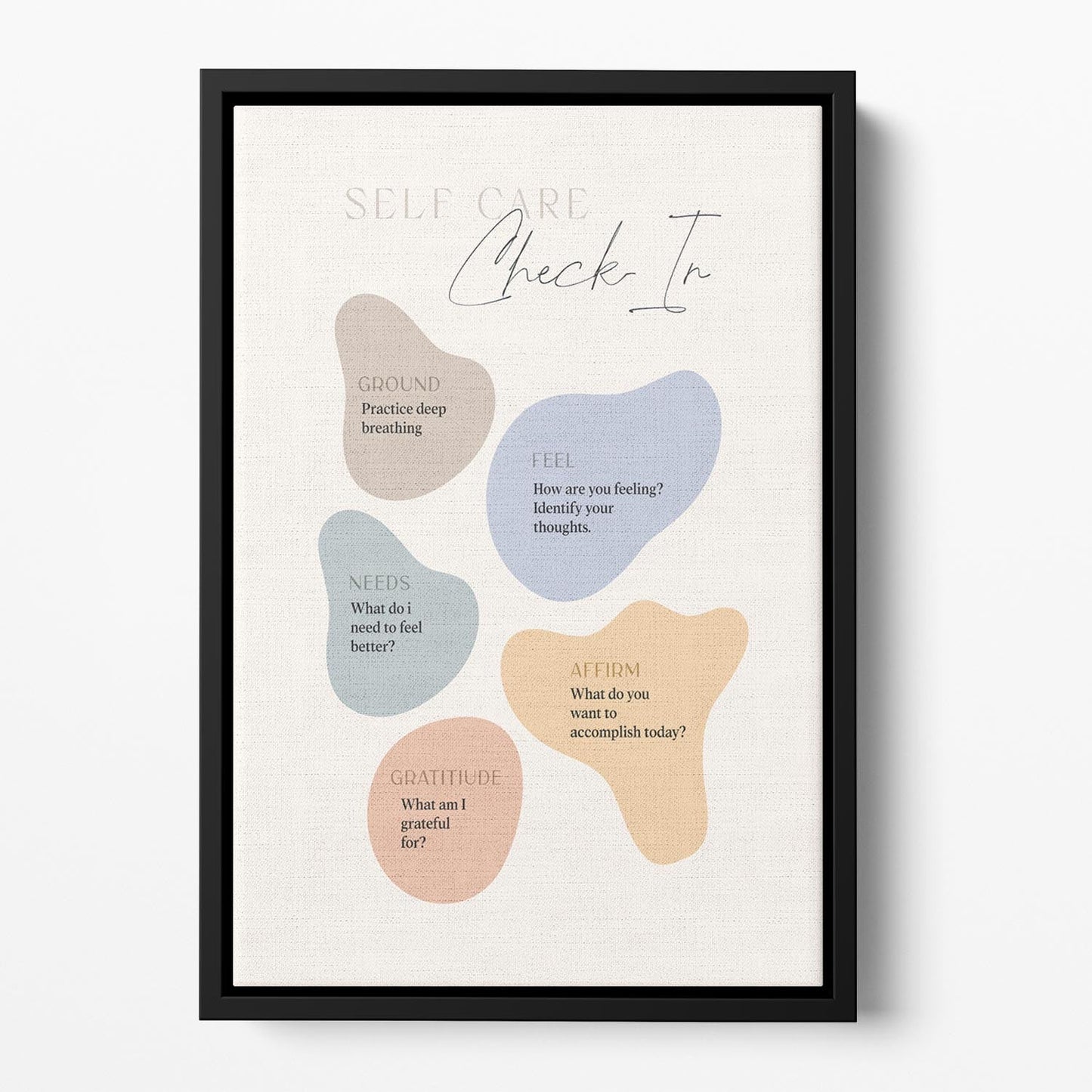 Self Care Checkin 5 Steps Floating Framed Canvas