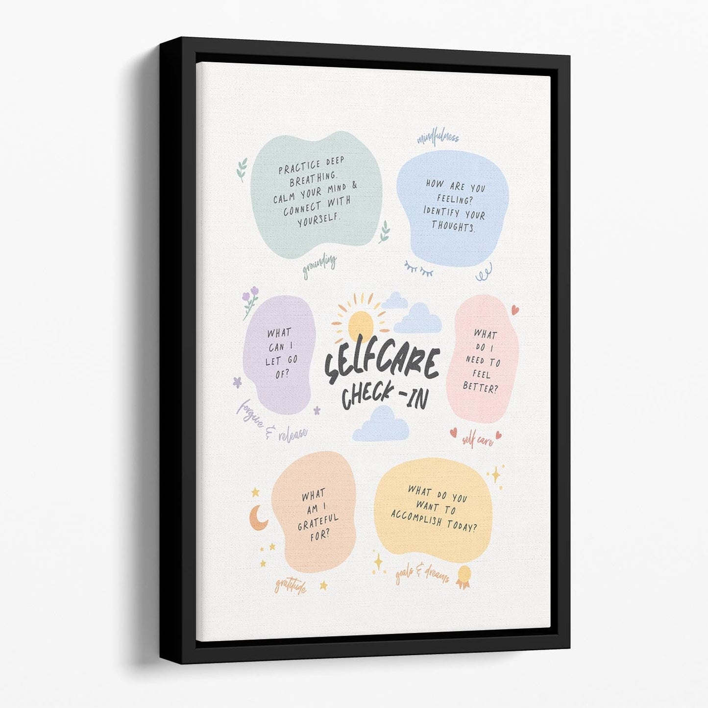 Self Care Checkin Floating Framed Canvas