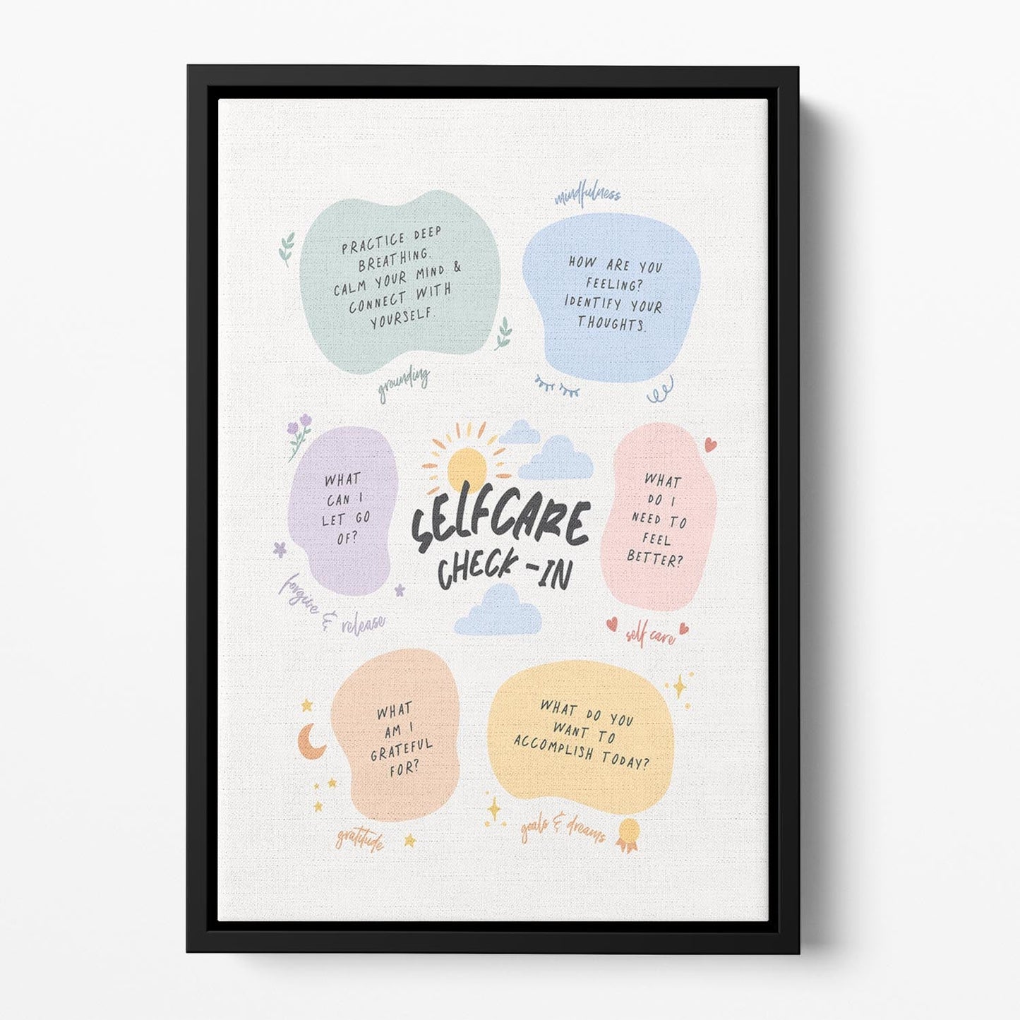 Self Care Checkin Floating Framed Canvas