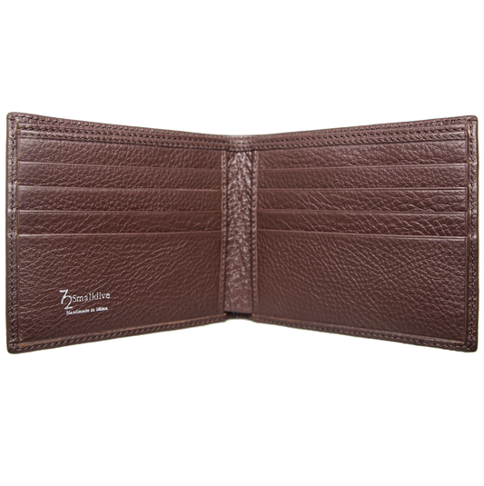 8 Credit Card Pebbled Leather Billfold Brown