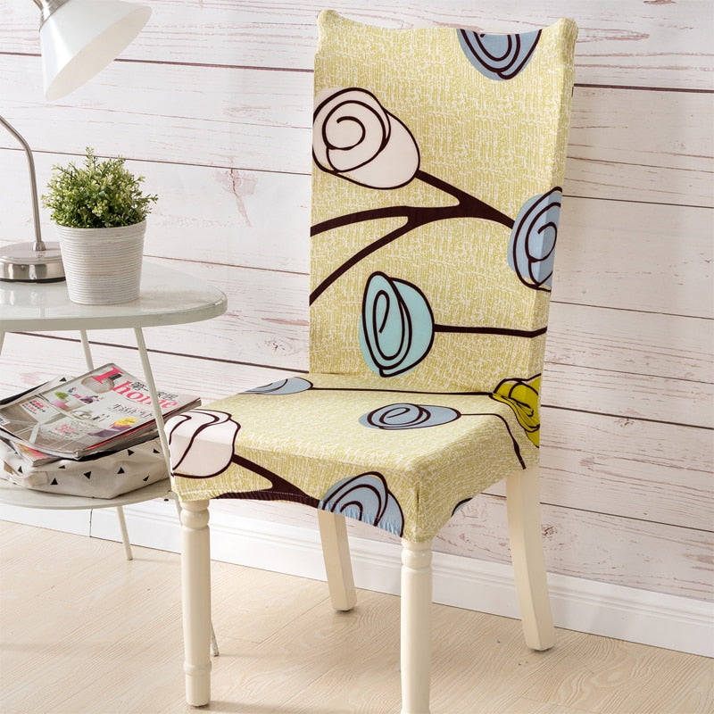 Spandex Elastic Printing Dining Chair Slipcover