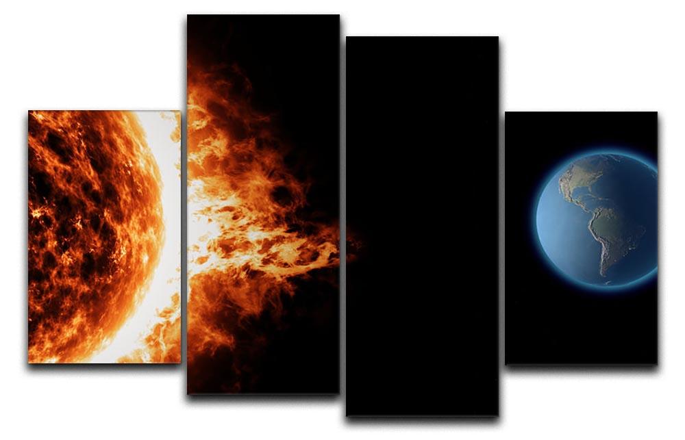 Sun earth space universe solar storm 4 Split Panel Canvas