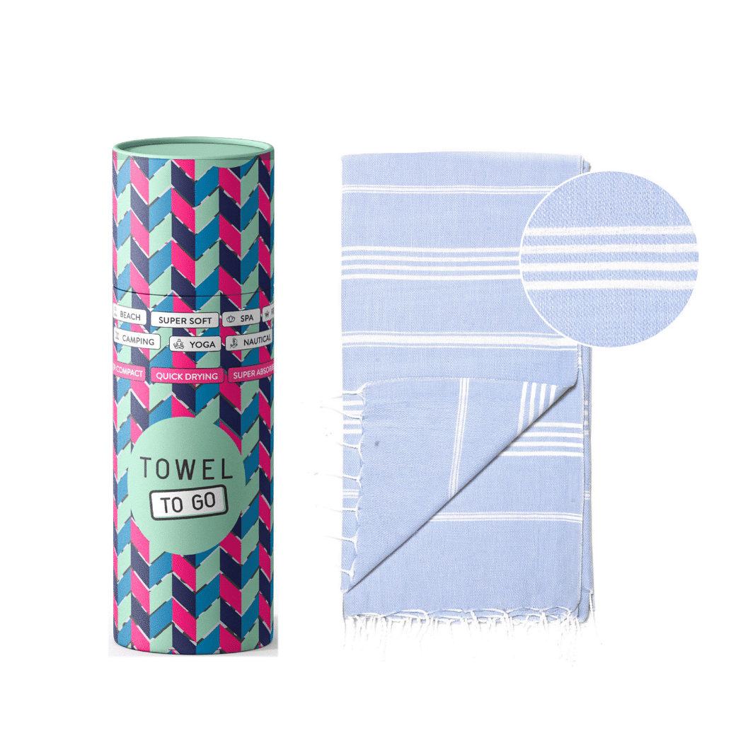 Ipanema Hammam Towel with Recycled Gift Box, Ligth Blue