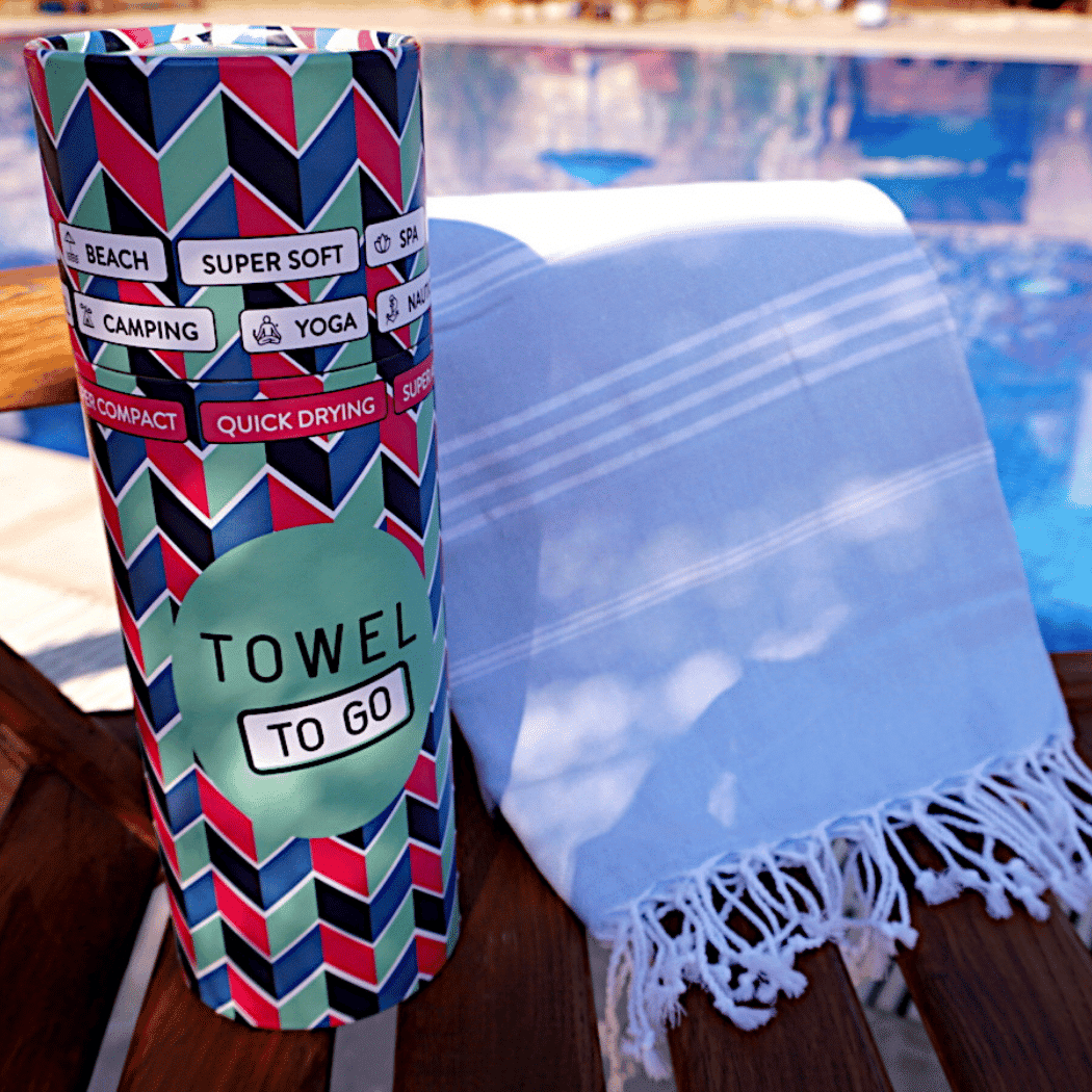 Ipanema Hammam Towel with Recycled Gift Box, Ligth Blue