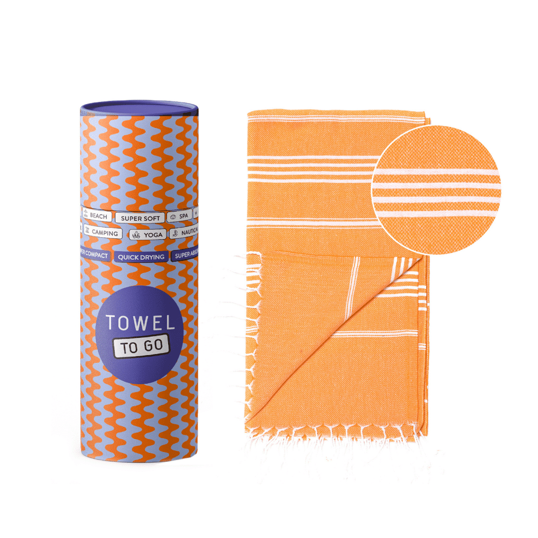 Ipanema Hammam Towel with Recycled Gift Box, Orange