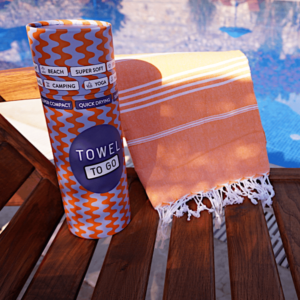 Ipanema Hammam Towel with Recycled Gift Box, Orange