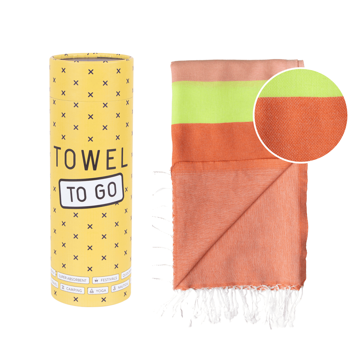 Neon Beach Towel with Recycled Gift Box, Recycled Cotton, Orange, Red