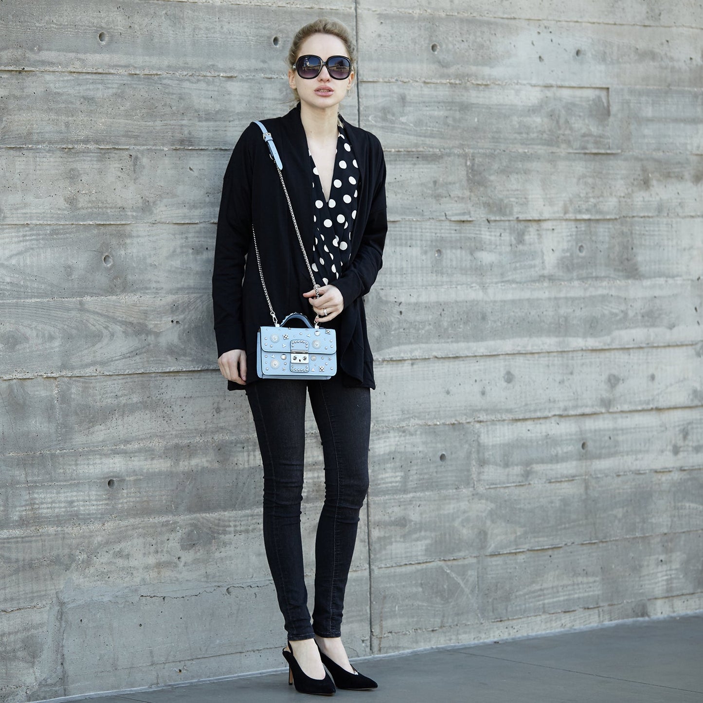 SUSU Small Leather Crossbody Bag Light Baby Blue Purse  Women's