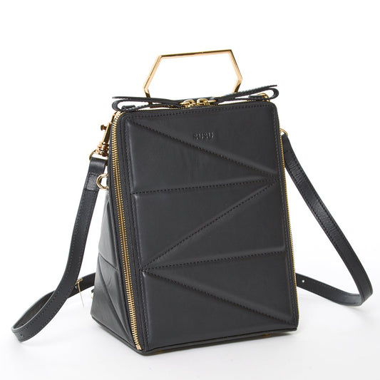 SUSU Black Leather Backpack Purse for Women Unique Convertible