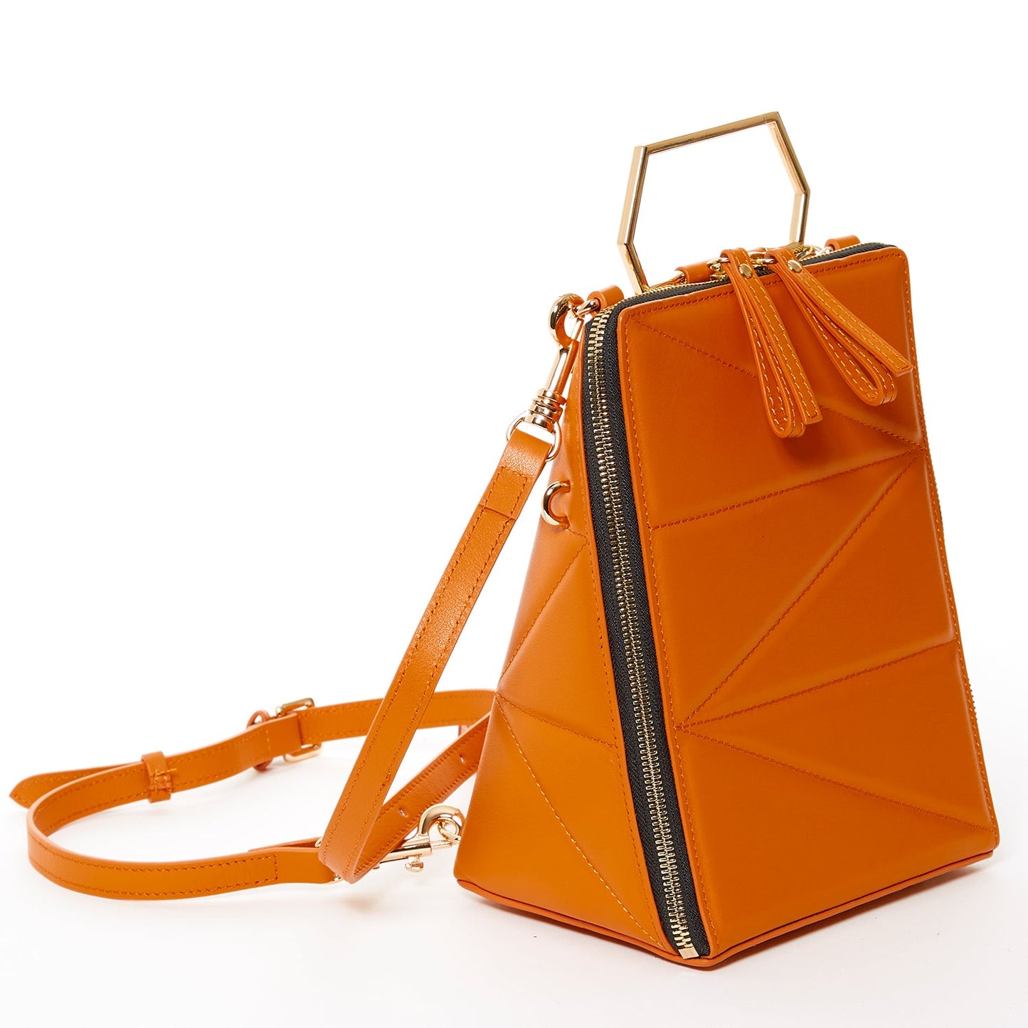 SUSU Leather Backpack for Women Orange Purse Unique Convertible