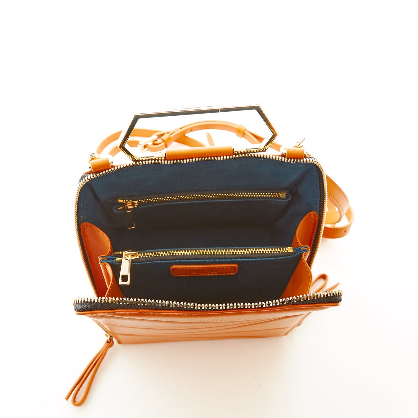 SUSU Leather Backpack for Women Orange Purse Unique Convertible