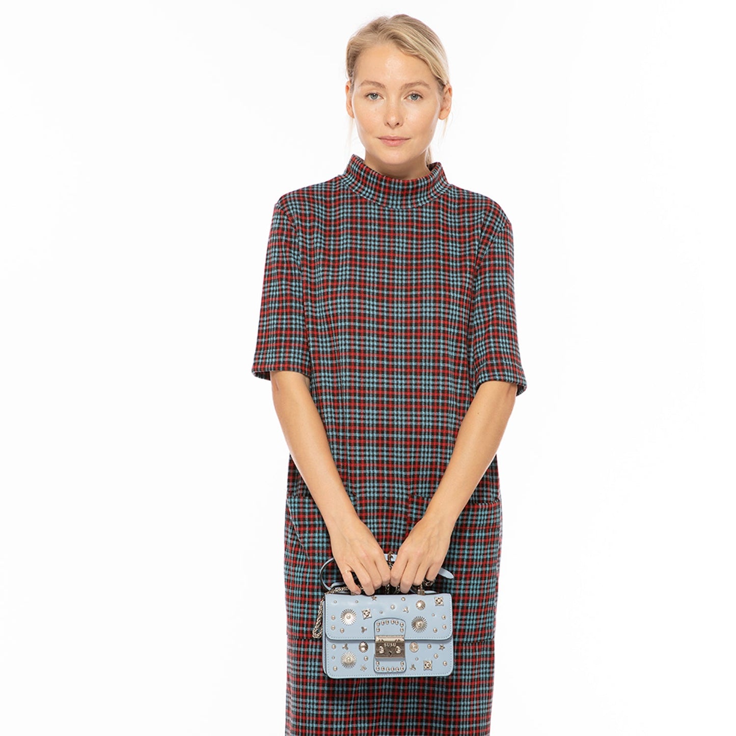 SUSU Small Leather Crossbody Bag Light Baby Blue Purse  Women's