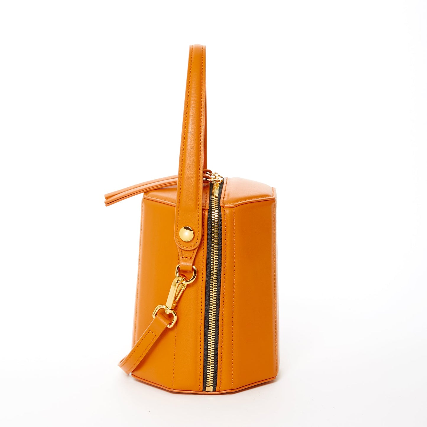 SUSU Leather Bucket Bag  Small Crossbody Orange Purse Women's Handbag