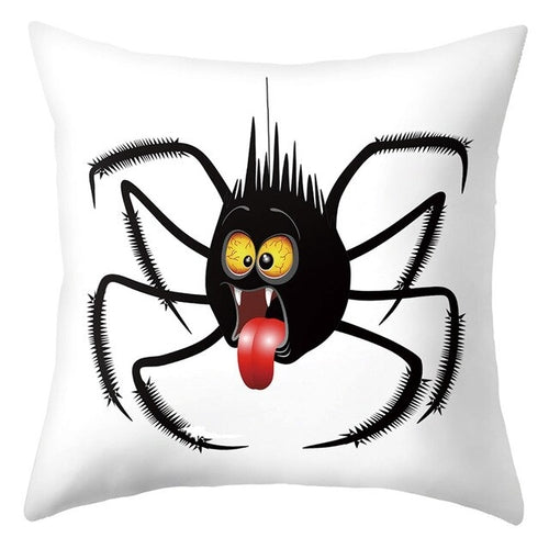 Trick Or Treat/Cat Spider Print Cushion Cover