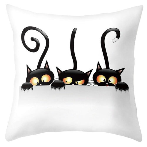 Trick Or Treat/Cat Spider Print Cushion Cover