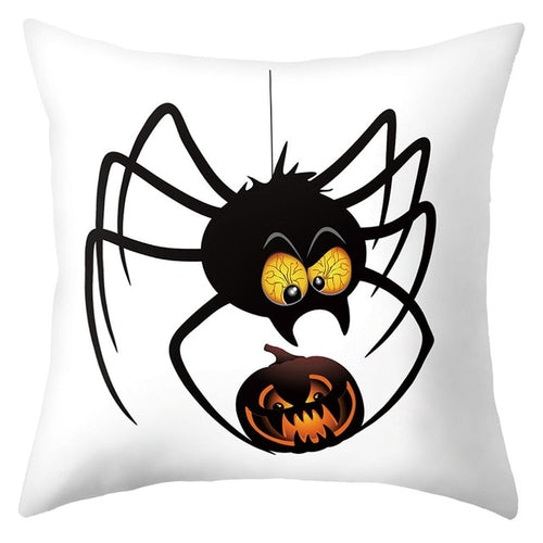 Trick Or Treat/Cat Spider Print Cushion Cover