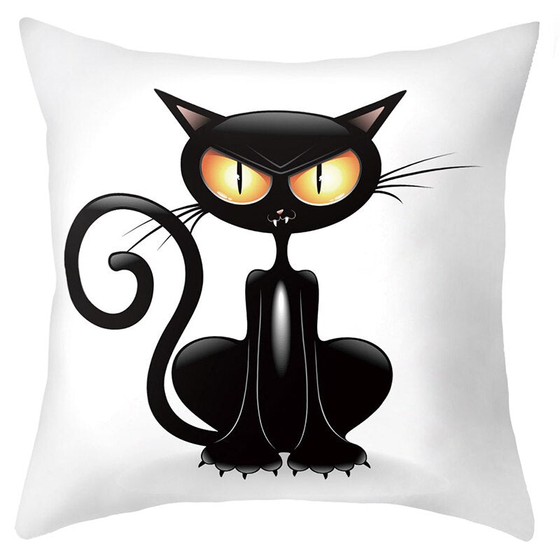 Trick Or Treat/Cat Spider Print Cushion Cover