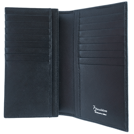 16 Credit Cards Saffiano Long Envelope Wallet Black