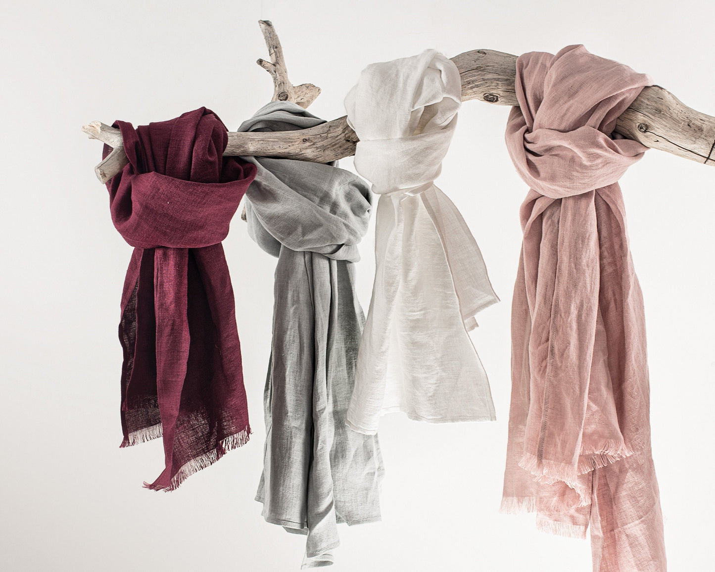 Deep Rose linen scarf