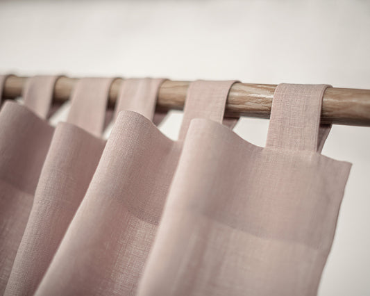 Night Blue linen curtain with tabs