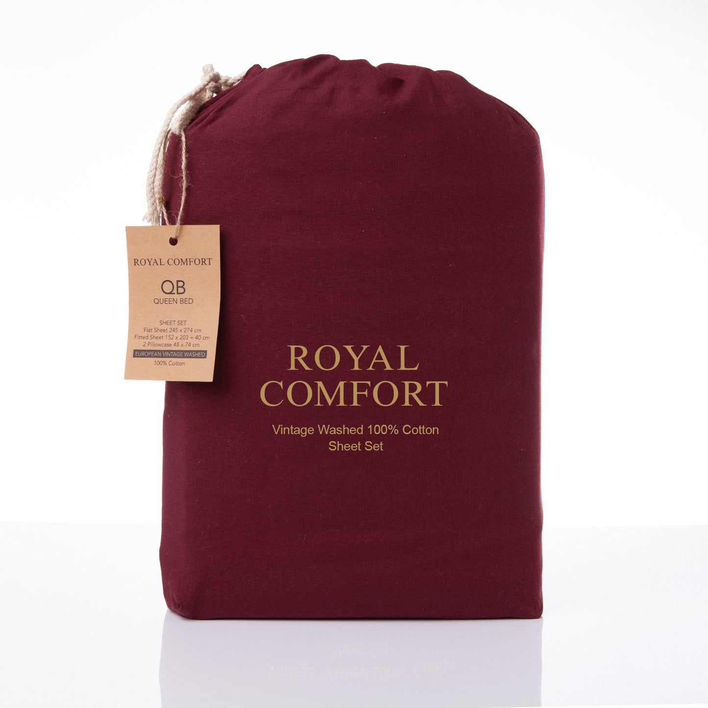 Royal Comfort Vintage Washed 100% Cotton Sheet Set Fitted Flat Sheet