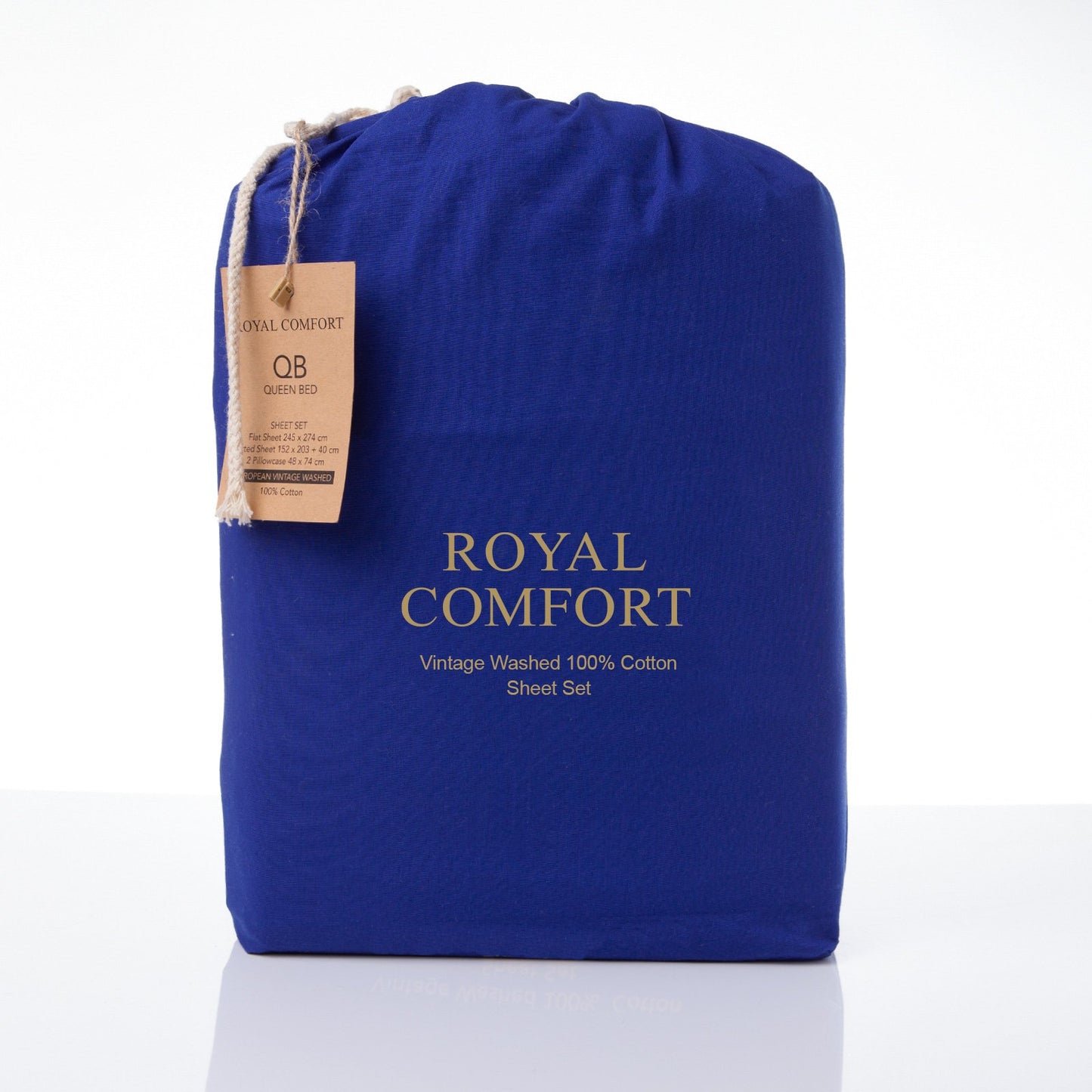 Royal Comfort Vintage Washed 100% Cotton Sheet Set Fitted Flat Sheet