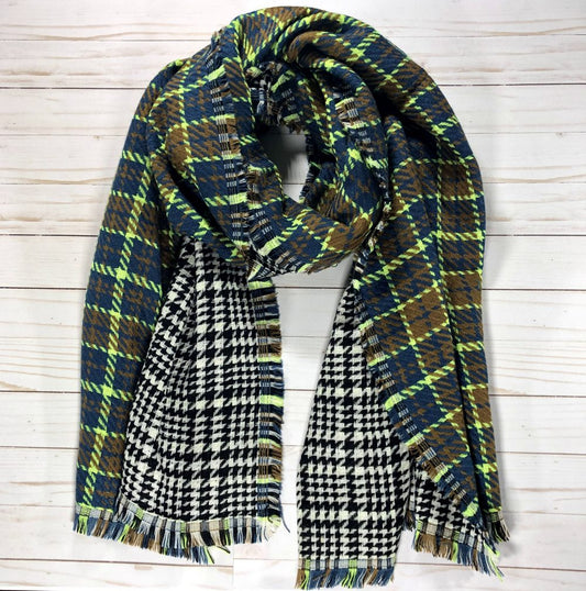 Green Tartan Pattern Blanket Scarf