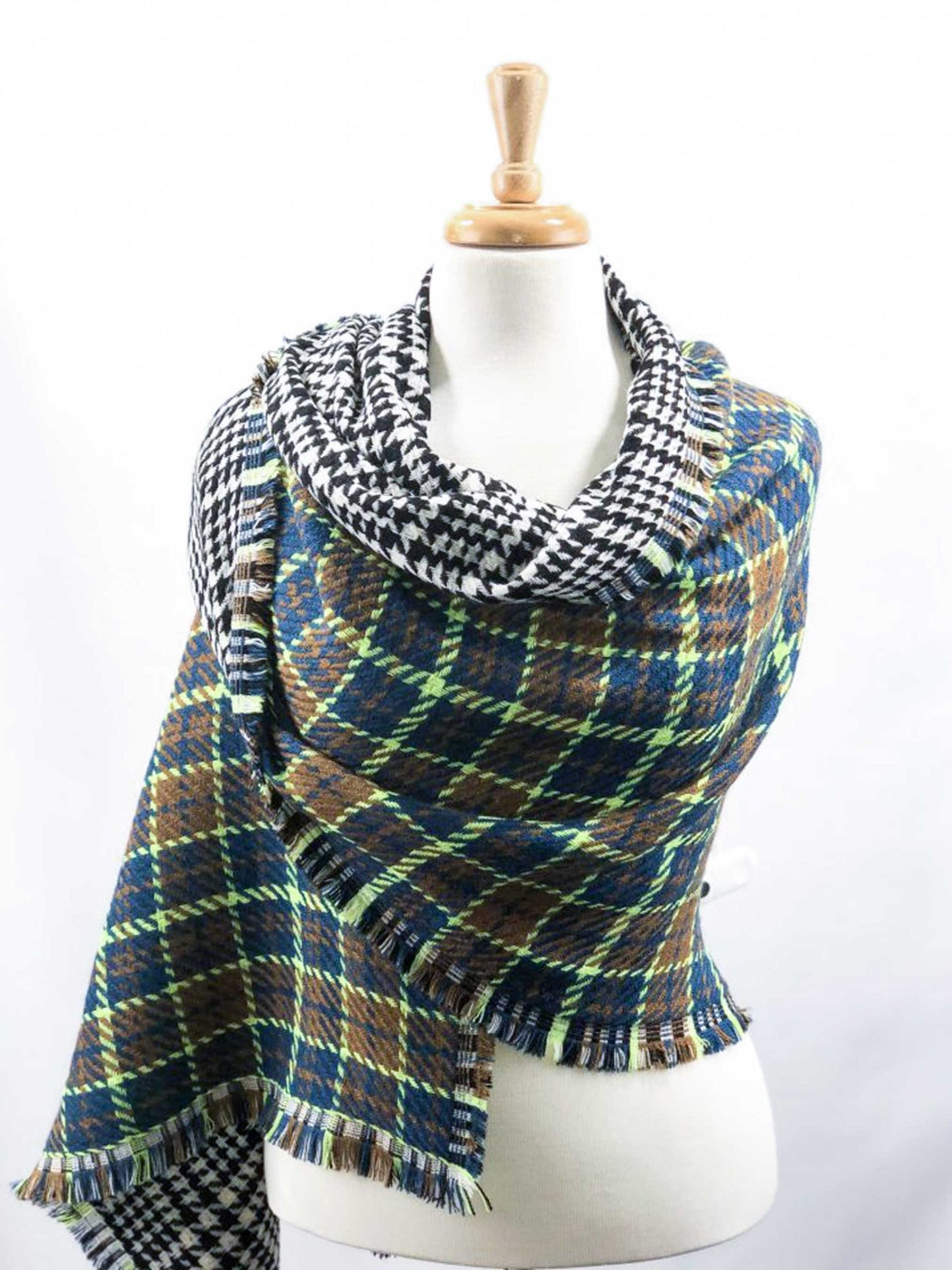 Green Tartan Pattern Blanket Scarf