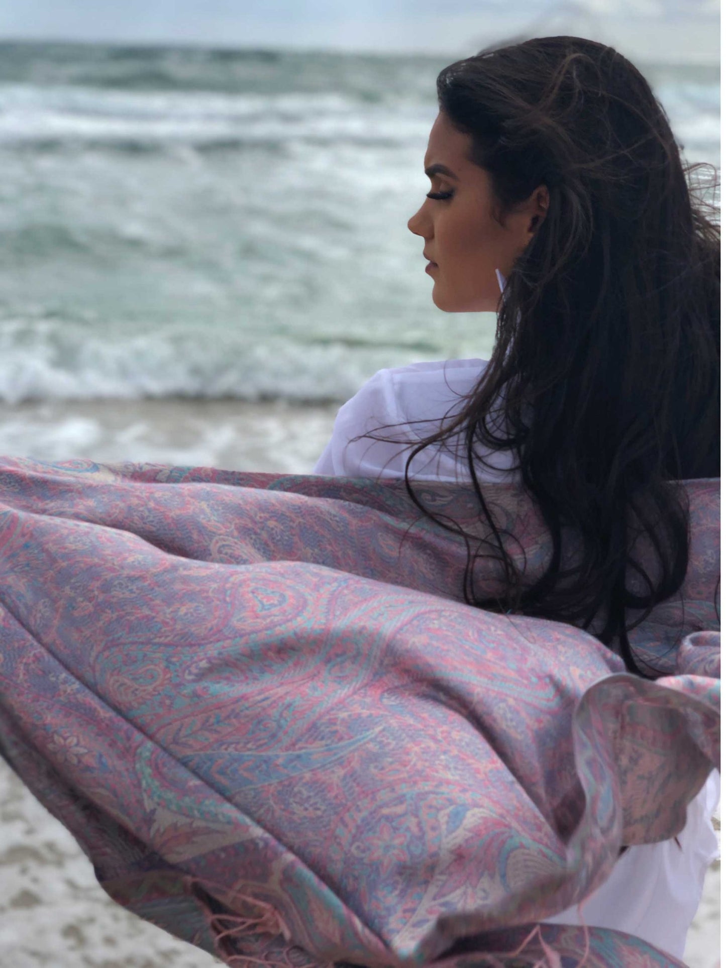 Light Pink Jamawar Pashmina Scarf