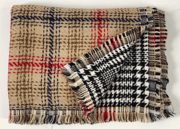 Beige Tartan Pattern Blanket Scarf