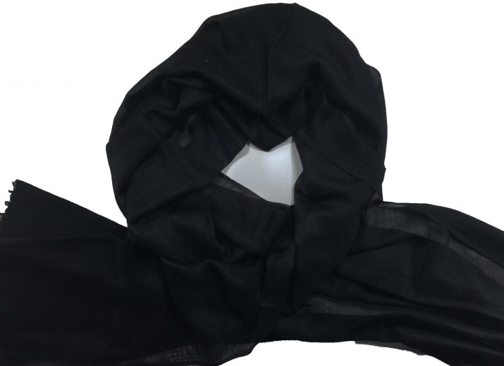 Black Cashmere Thin Weave Solid Scarf