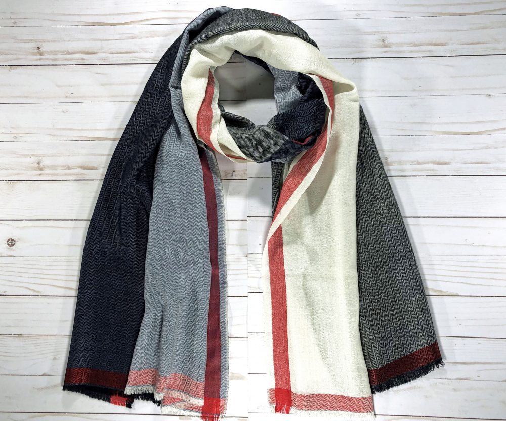 Black and White Classic Plaid Wool & Silk Scarf