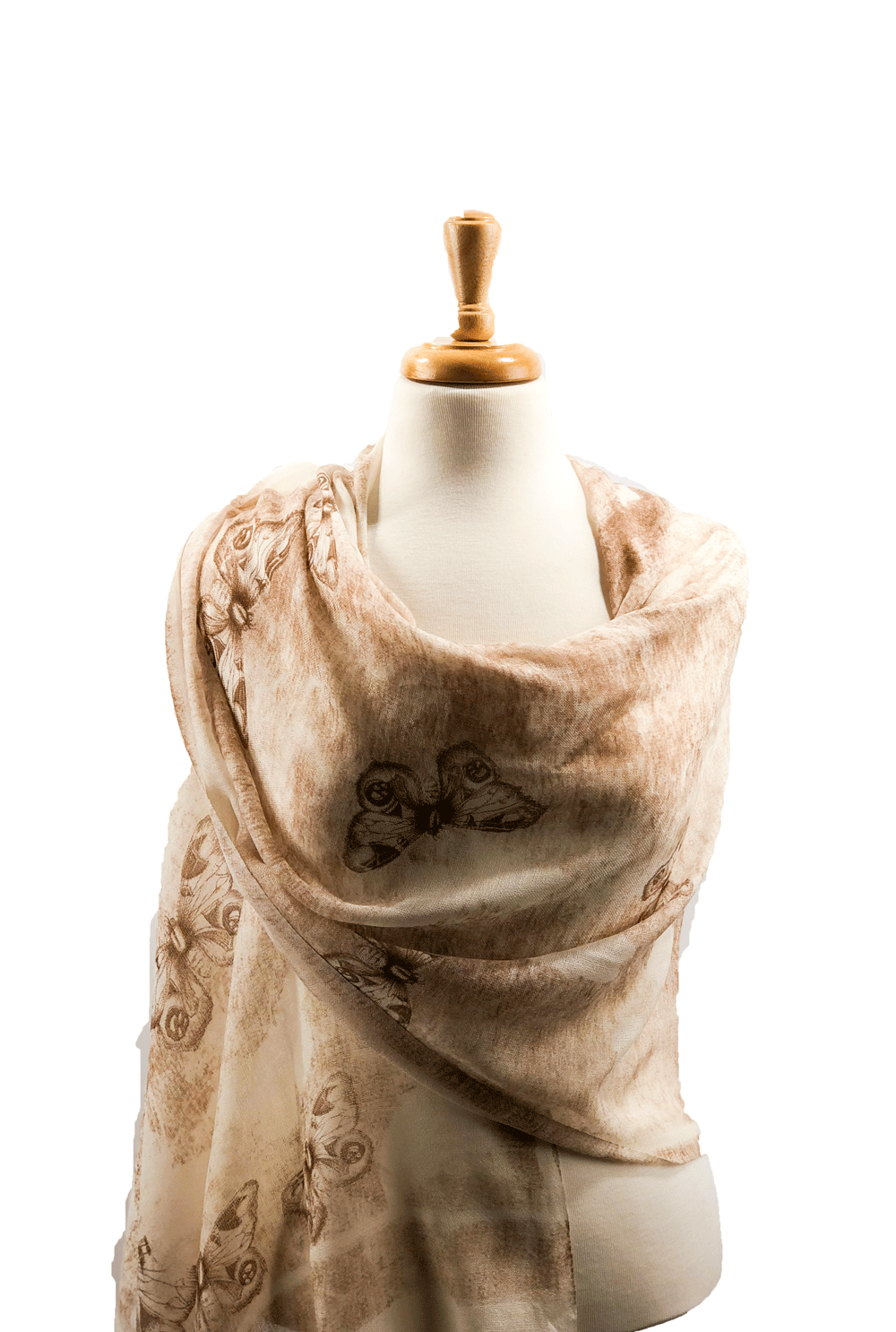 Hand Painted Wool Butterfly Print Scarf