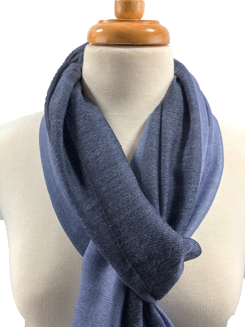 Lightweight Blue Wool Ombre Scarf