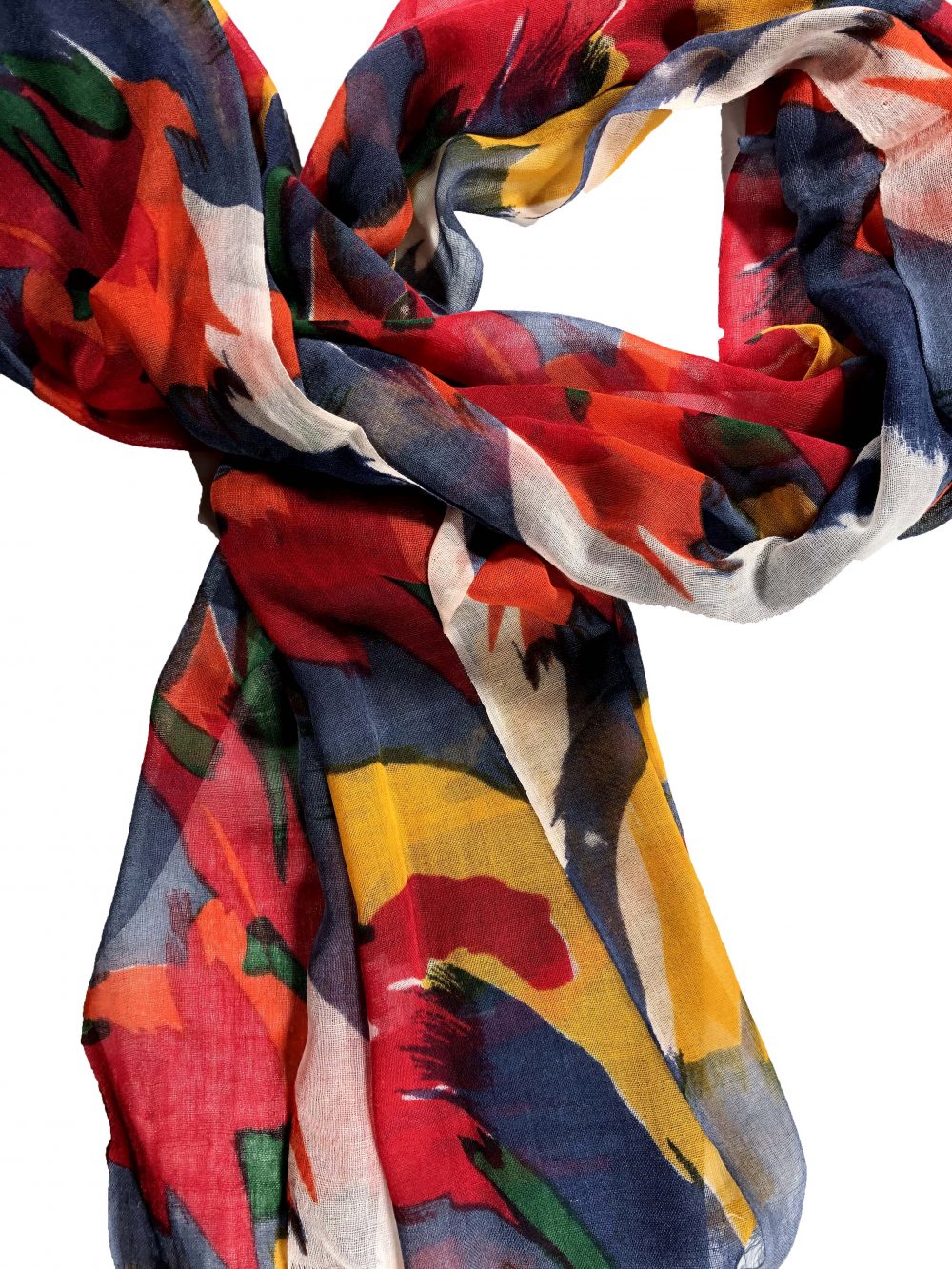 Hand Painted Red & Gray Watercolor Scarf