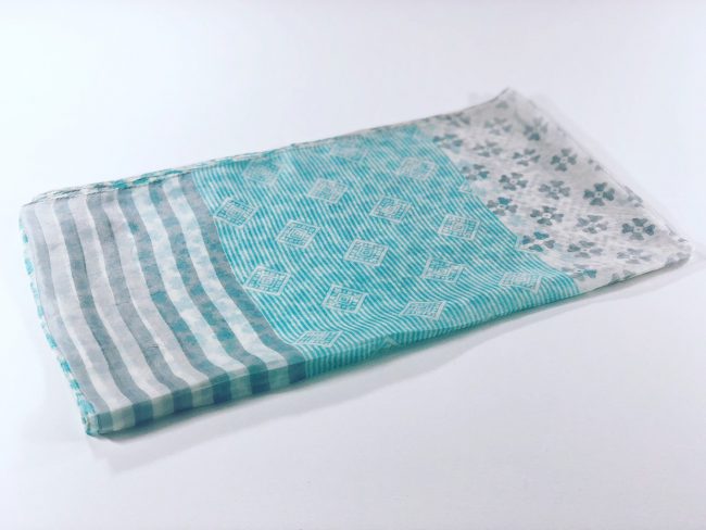 Grey and Teal Silk Scarf