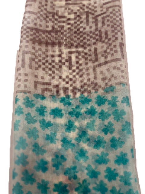Grey and Teal Silk Scarf