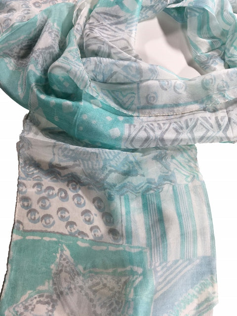 Grey and Teal Silk Scarf