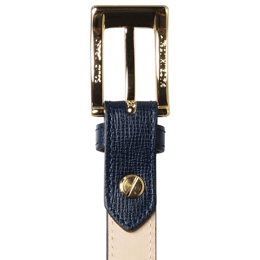 20 mm Saffiano Leather Belt Blue