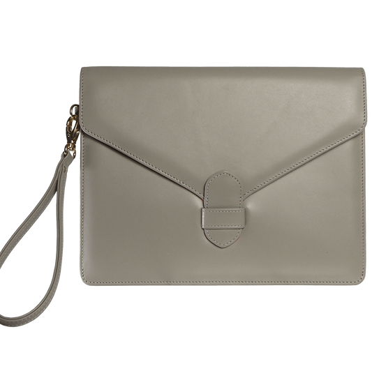 Buffed Leather Envelope Clutch Pumice