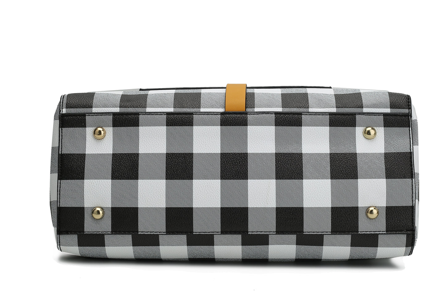 Yuliana Checkered Satchel Bag with Wallet Vegan Leather Women