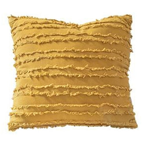 Yellow Grey Cotton Pillow Cover White Cushion