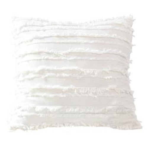 Yellow Grey Cotton Pillow Cover White Cushion