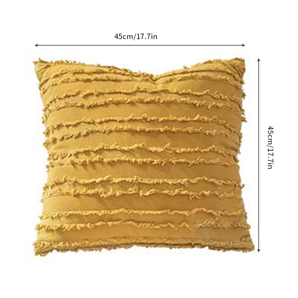 Yellow Grey Cotton Pillow Cover White Cushion